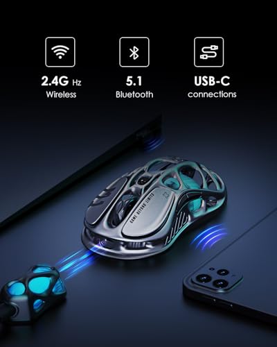 GravaStar Mercury M1 Pro gris – Mouse gaming inalámbrico trimodo – vista 5