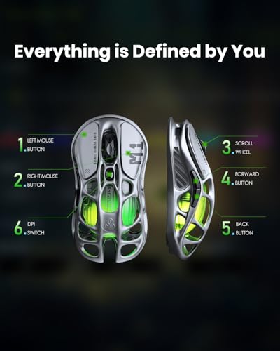 GravaStar Mercury M1 Pro gris – Mouse gaming inalámbrico trimodo – vista 7