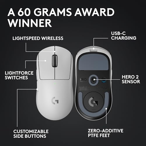 Logitech G PRO X Superlight 2 blanco – Mouse gaming inalámbrico – vista 7