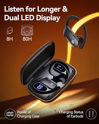 bmani Earbuds deportivos negros – Estuche con pantalla y hasta 80 h – vista 6
