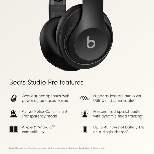 Beats Studio Pro negros – Audífonos inalámbricos con ANC – vista 3