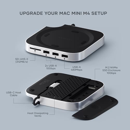 Satechi Hub & Stand para Mac mini M4 – Base USB-C con NVMe – vista 3