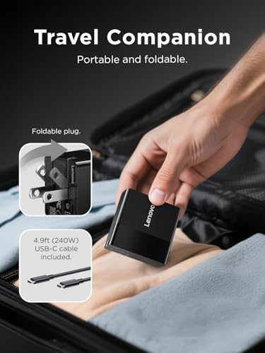 Lenovo 140W GaN negro – Cargador USB-C de 3 puertos con cable – vista 4