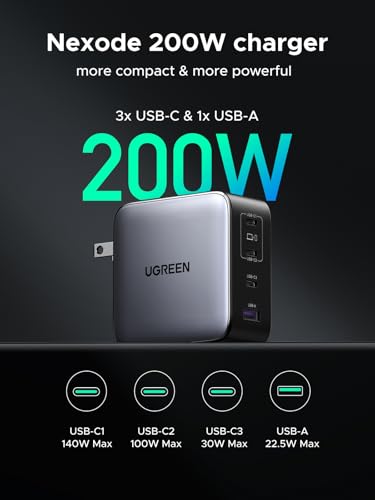 UGREEN Nexode 200W GaN – Cargador USB-C de 4 puertos – vista 4