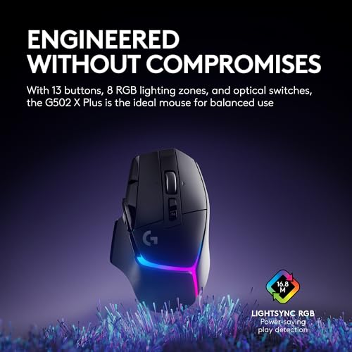 Logitech G502 X Plus – Mouse gaming inalámbrico RGB negro – vista 5