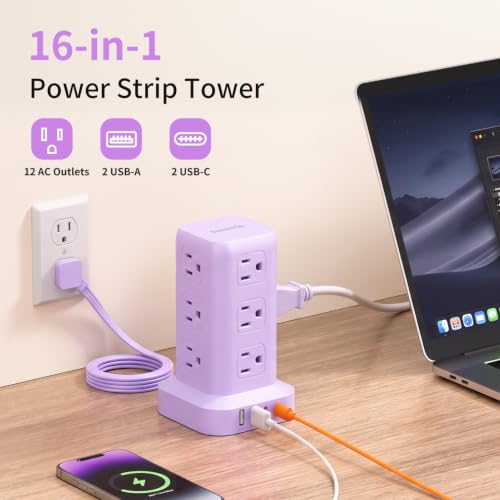 SMALLRT torre morada – Regleta con 12 tomas y 4 USB – vista 3