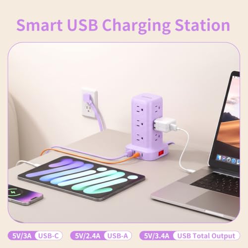 SMALLRT torre morada – Regleta con 12 tomas y 4 USB – vista 7