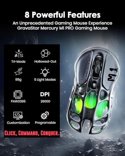 GravaStar Mercury M1 Pro gris – Mouse gaming inalámbrico trimodo – vista 3