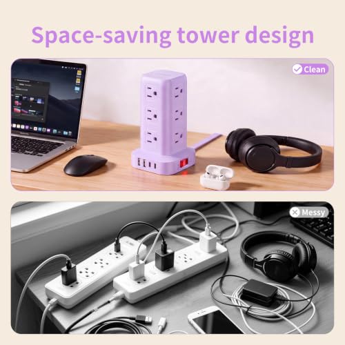 SMALLRT torre morada – Regleta con 12 tomas y 4 USB – vista 5