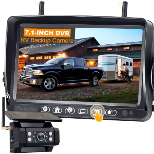 pemacom RV – Cámara de reversa solar magnética con monitor – vista 2