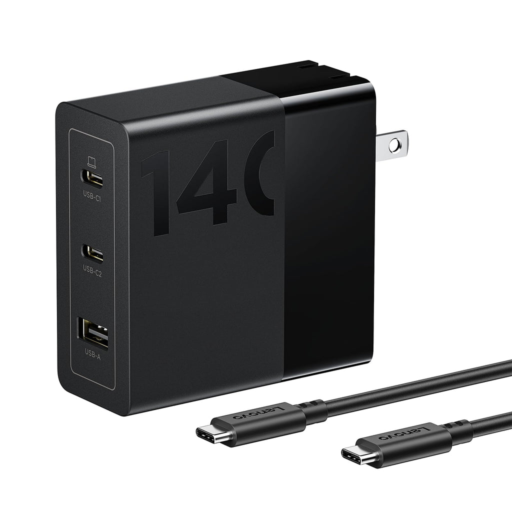 Lenovo 140W GaN negro – Cargador USB-C de 3 puertos con cable