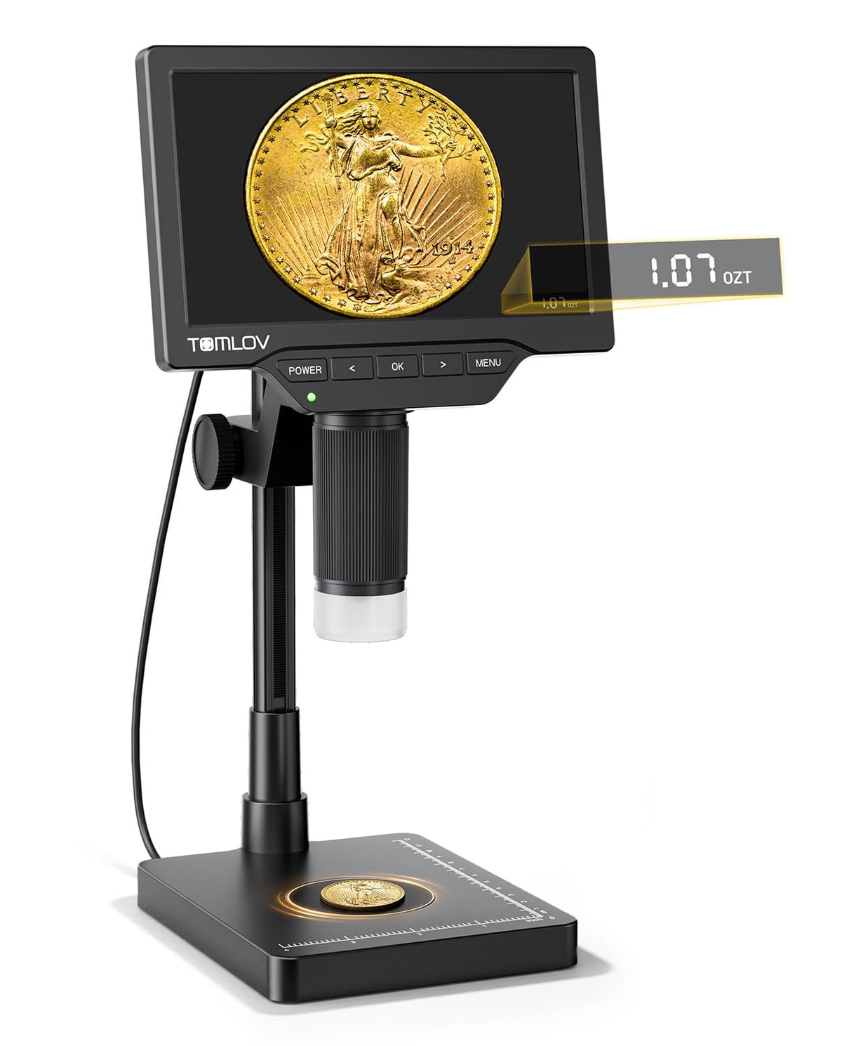 TOMLOV DM4W Max – Microscopio digital con báscula y pantalla 7 pulgadas