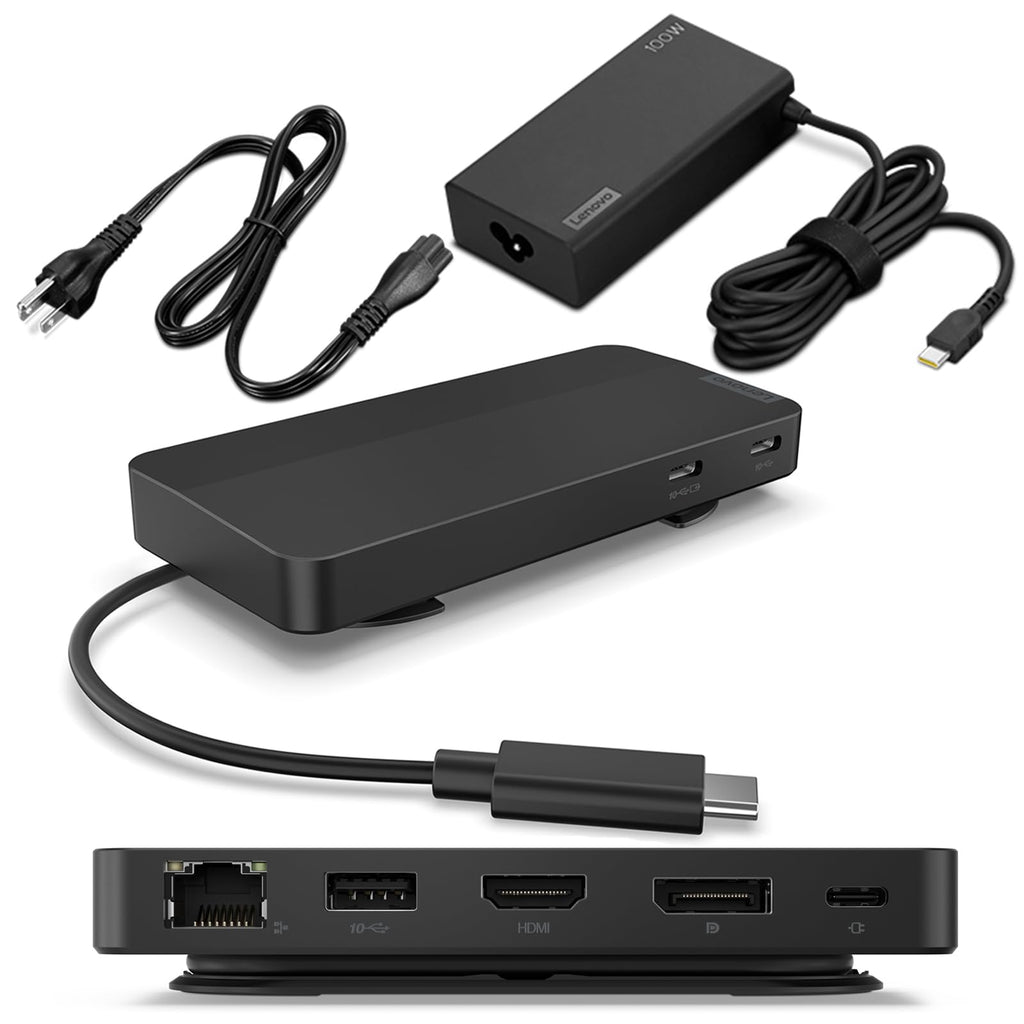 Lenovo USB-C Travel Dock – Base de 7 puertos con doble 4K y cargador 100W