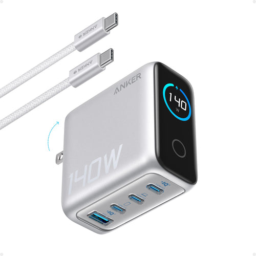 Anker 140W GaN – Cargador de 4 puertos con pantalla inteligente