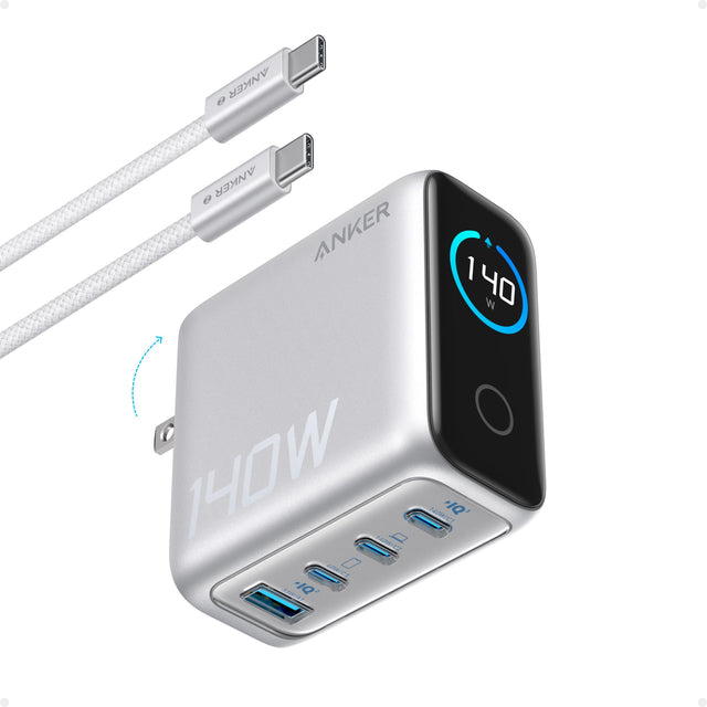 Anker 140W GaN – Cargador de 4 puertos con pantalla inteligente