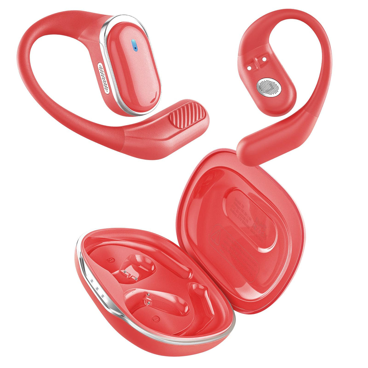 TRAUSI Open Ear rojos – Earbuds deportivos con estuche de 80 h