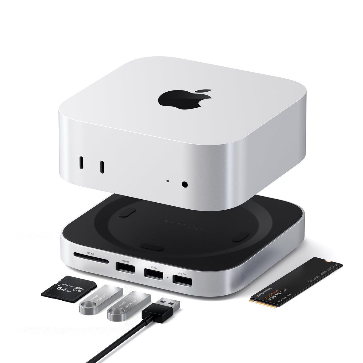 Satechi Hub & Stand para Mac mini M4 – Base USB-C con NVMe